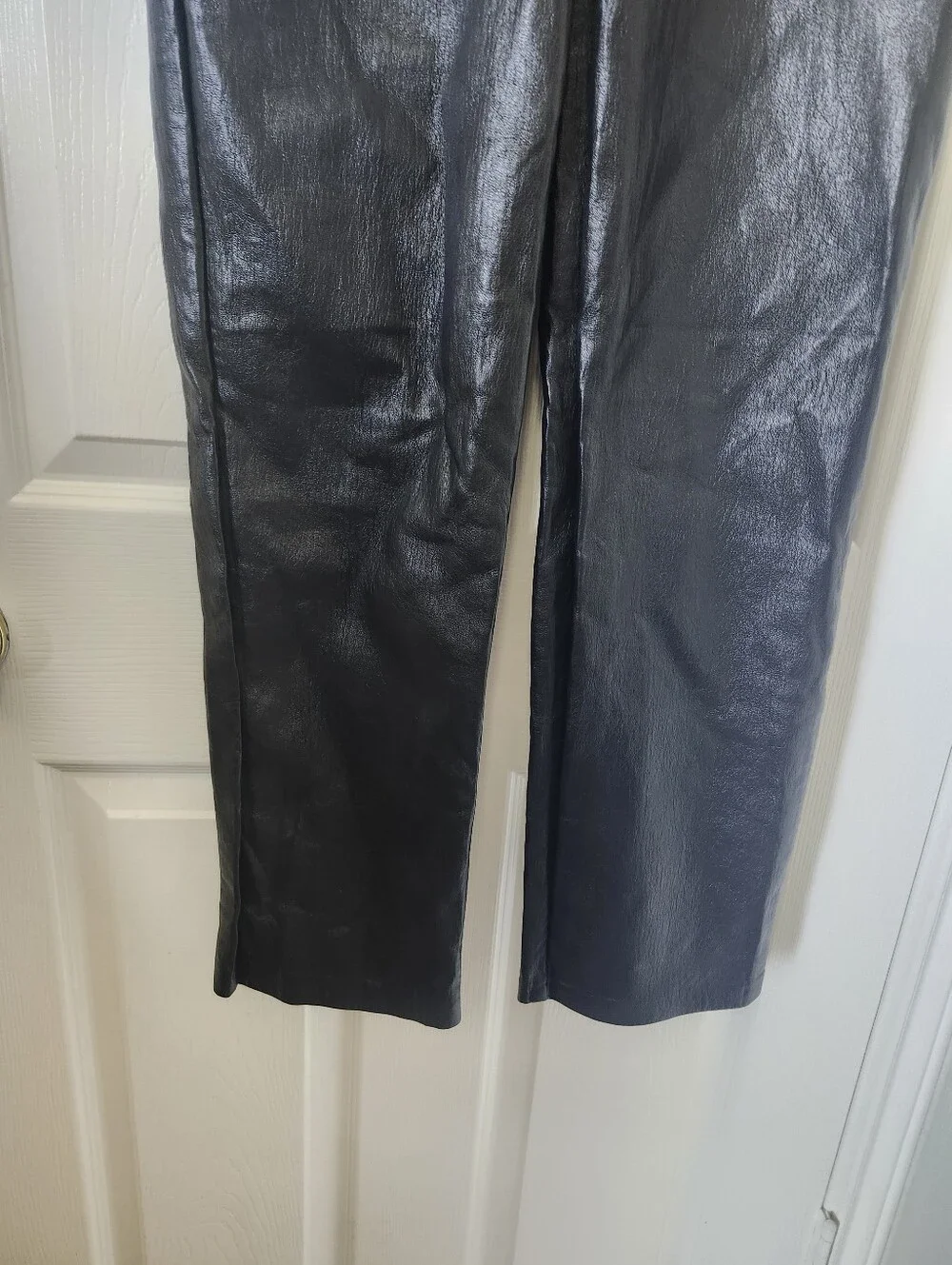 Aritzia Wilfred Melina Black Faux Leather Straight-Leg Pants